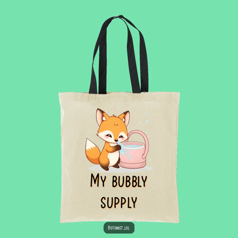 Funny Fox Tote Bag: Bubbly Dip Adventure - Practical Animal Humor Gift