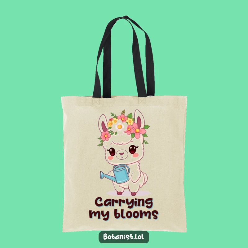 Funny Llama Gardener Tote Bag: Carry Blooms with a Proud Llama!