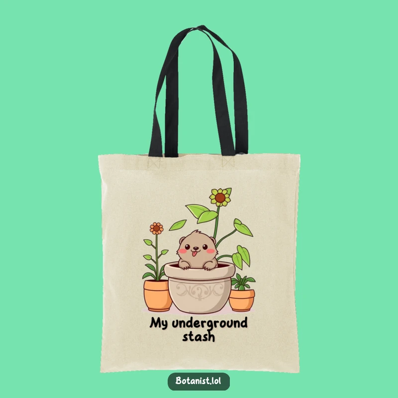 Funny Mole Tote Bag: Cheerful Plant Pop - Practical Garden Humor Gift