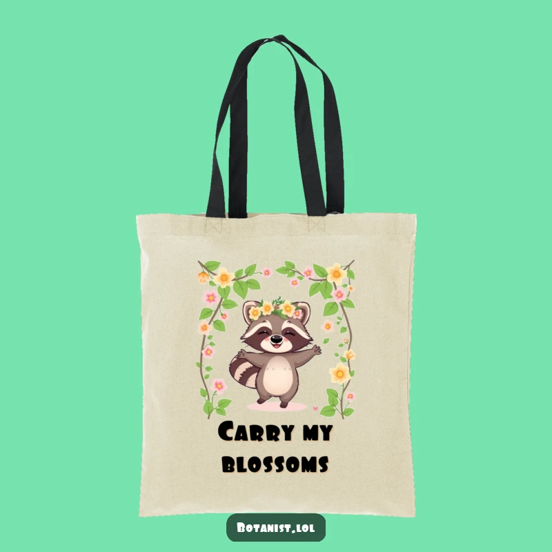 Funny Raccoon Flower Crown Tote Bag: Carry the Party, Hilarious Gift for Fun