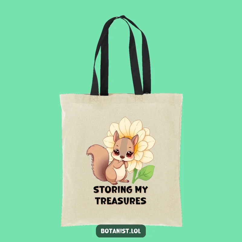 Funny Squirrel Flower Tote Bag: Carry Your Treasures with a Curious Squirrel!