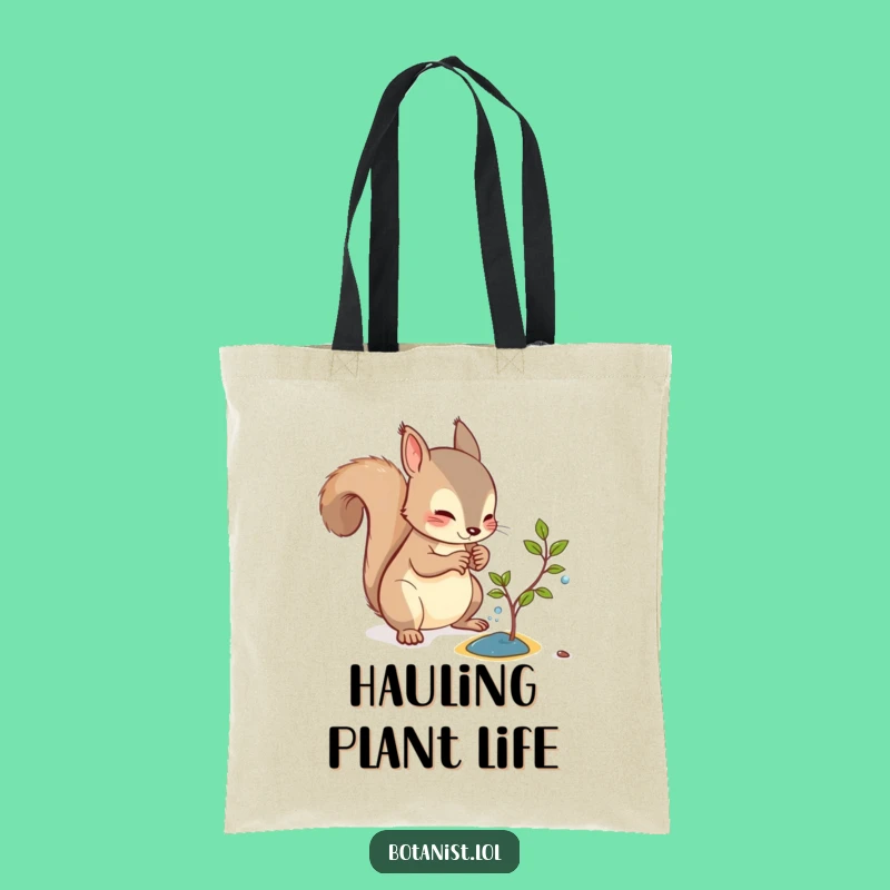Funny Squirrel Watering Tote Bag: Carry Your Growth Essentials